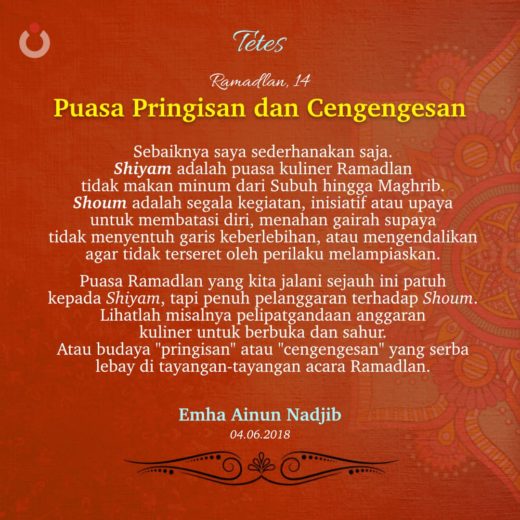 Puasa Pringisan dan Cengengesan