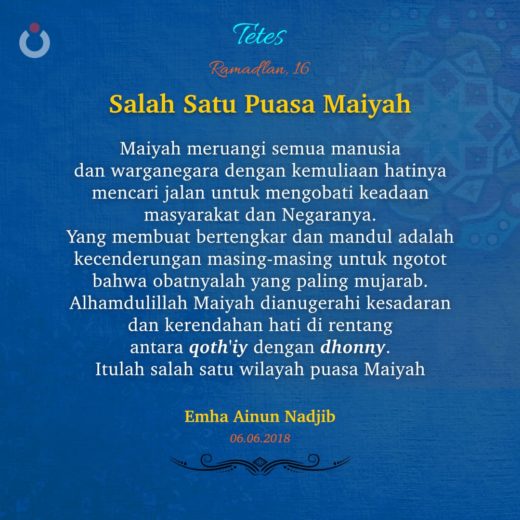 Salah Satu Puasa Maiyah