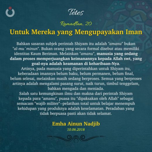Untuk Mereka Yang Mengupayakan Iman